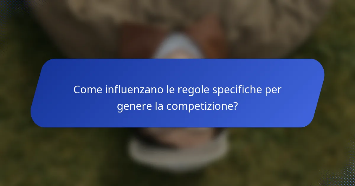 Come influenzano le regole specifiche per genere la competizione?